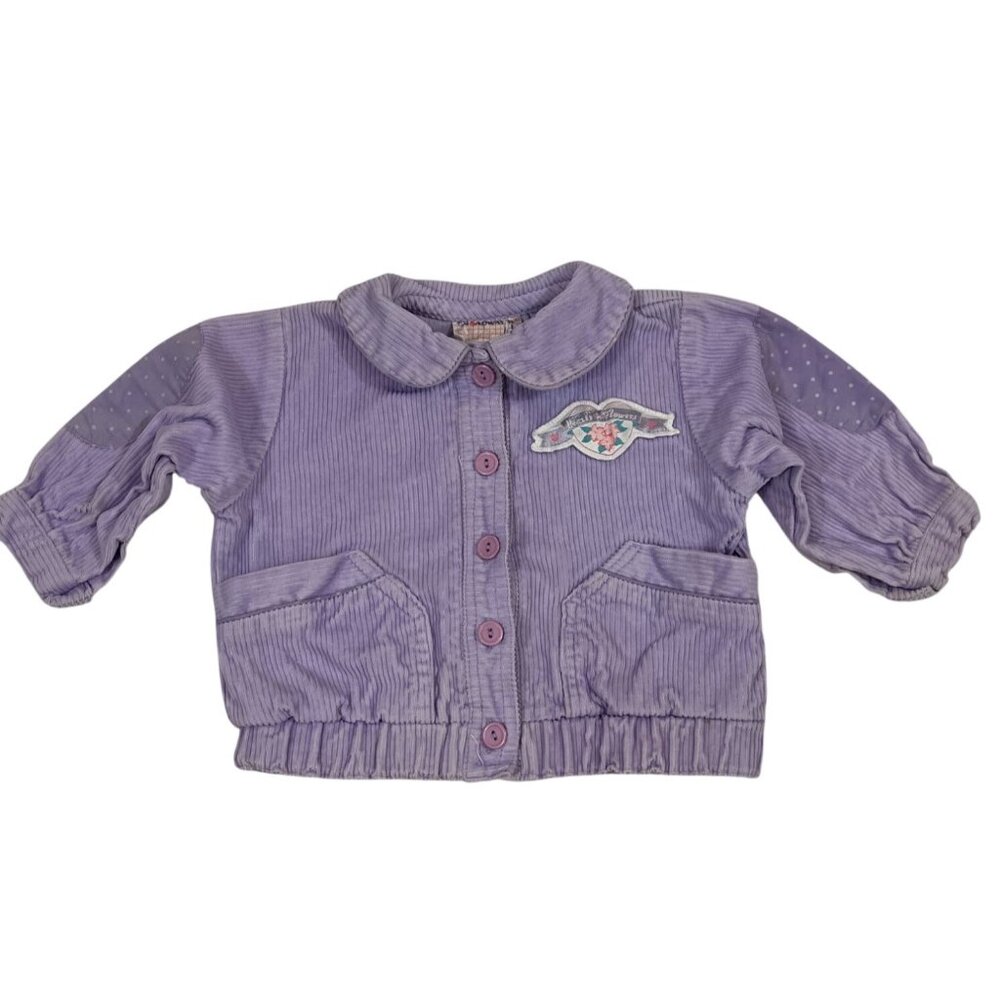 Vintage 1990s Lilac Corduroy Toddler Girls Jacket 12 M Peter Pan Collar